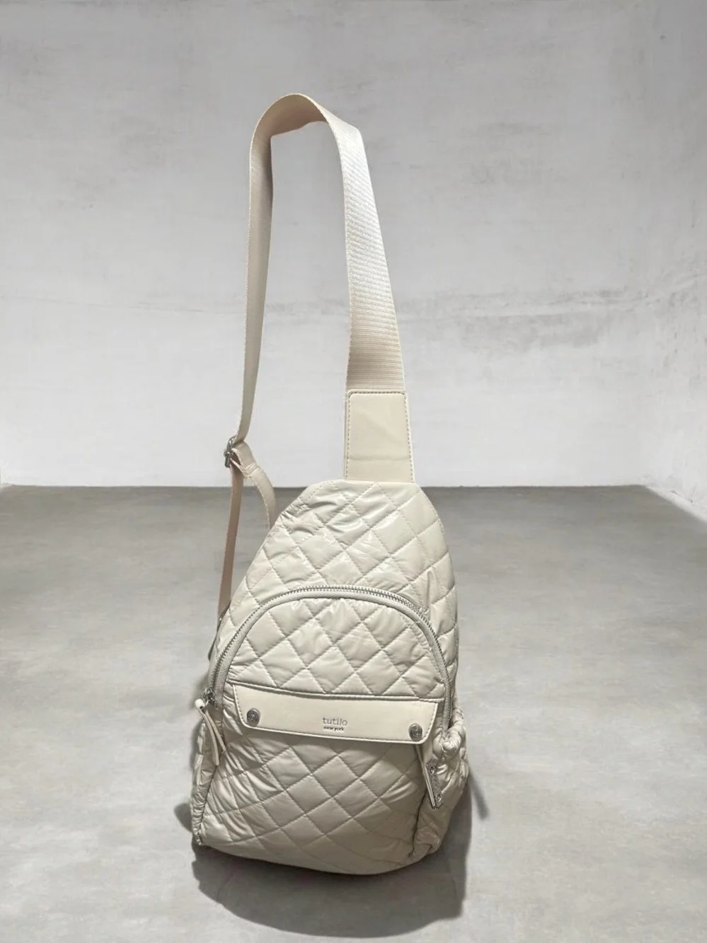Tutilo New York Quilted Cream Sling Bag